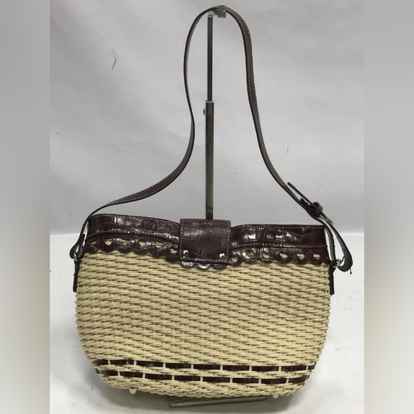 Brighton, Wheat & Brown Basket Weave Purse - Picture 2 of 4